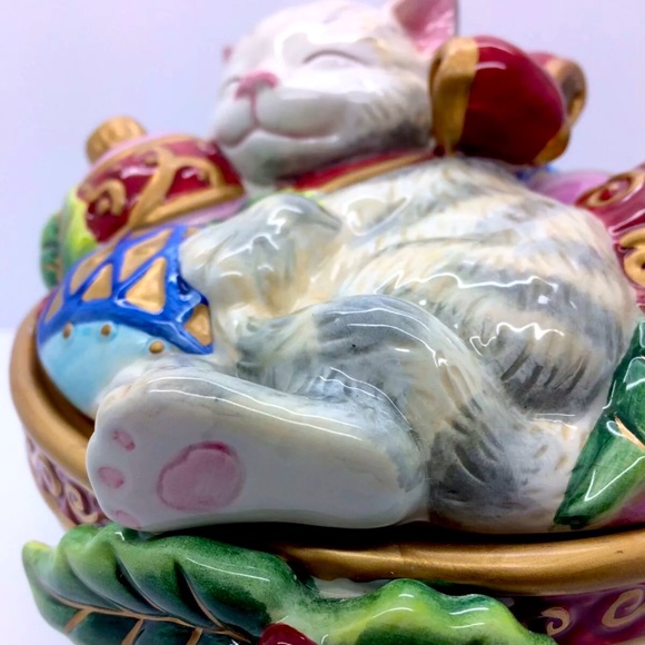 FITZ FLOYD Christmas Kitten Bowl Candy Dish Rare!! - Picture 8 of 13